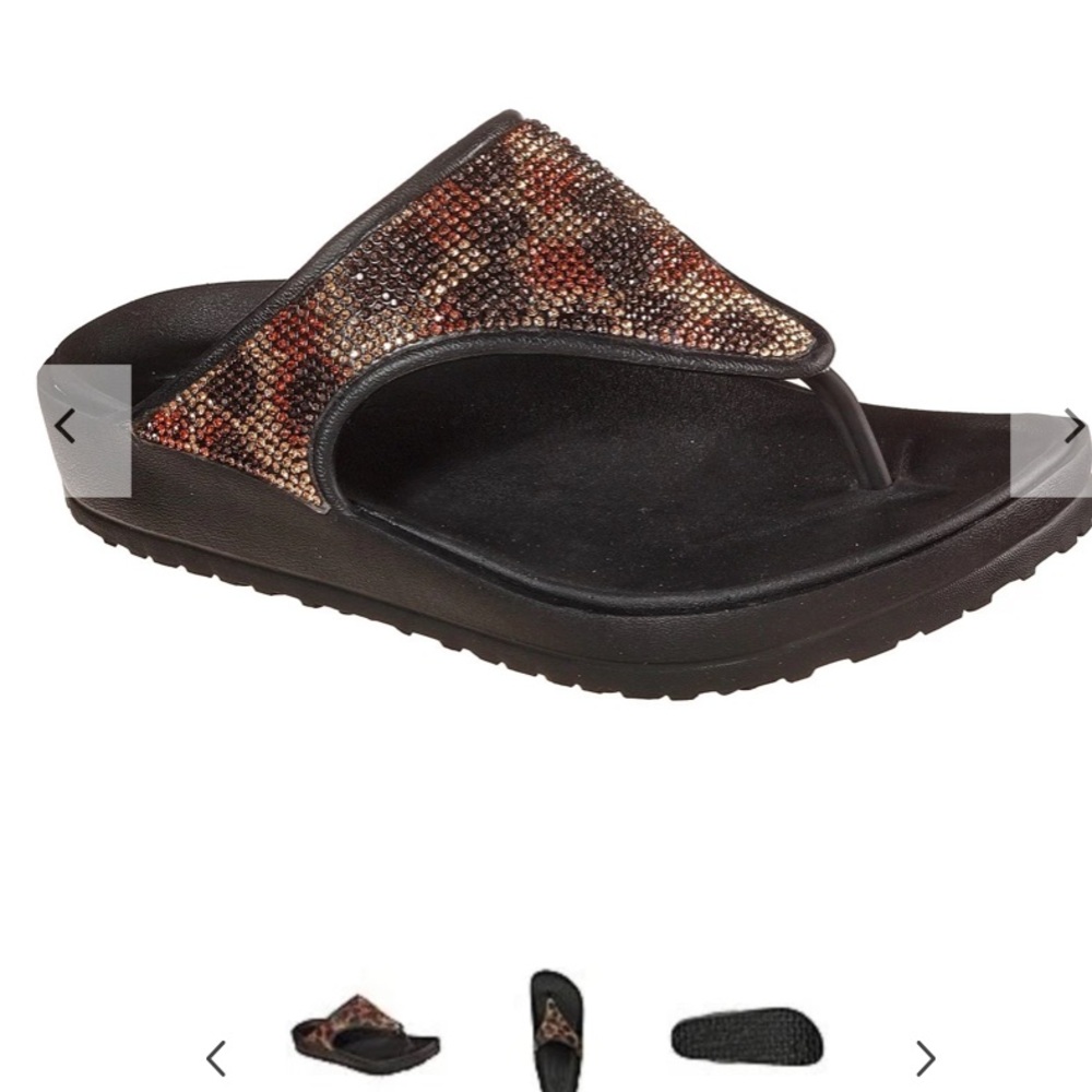 Sketchers luxefoam CALI BREEZE 2.0 UPROAR 7M black Blog wedge thong slide sandal